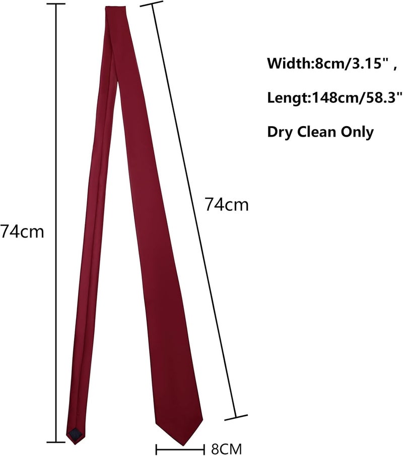 Murong Men's Ties Solid Color Pure Polyester Plain Fine Stripes Necktie Ties For Men - Image 5